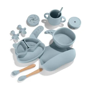 Silicone Baby Feeding Set 11pc Bundle | Rock Blue